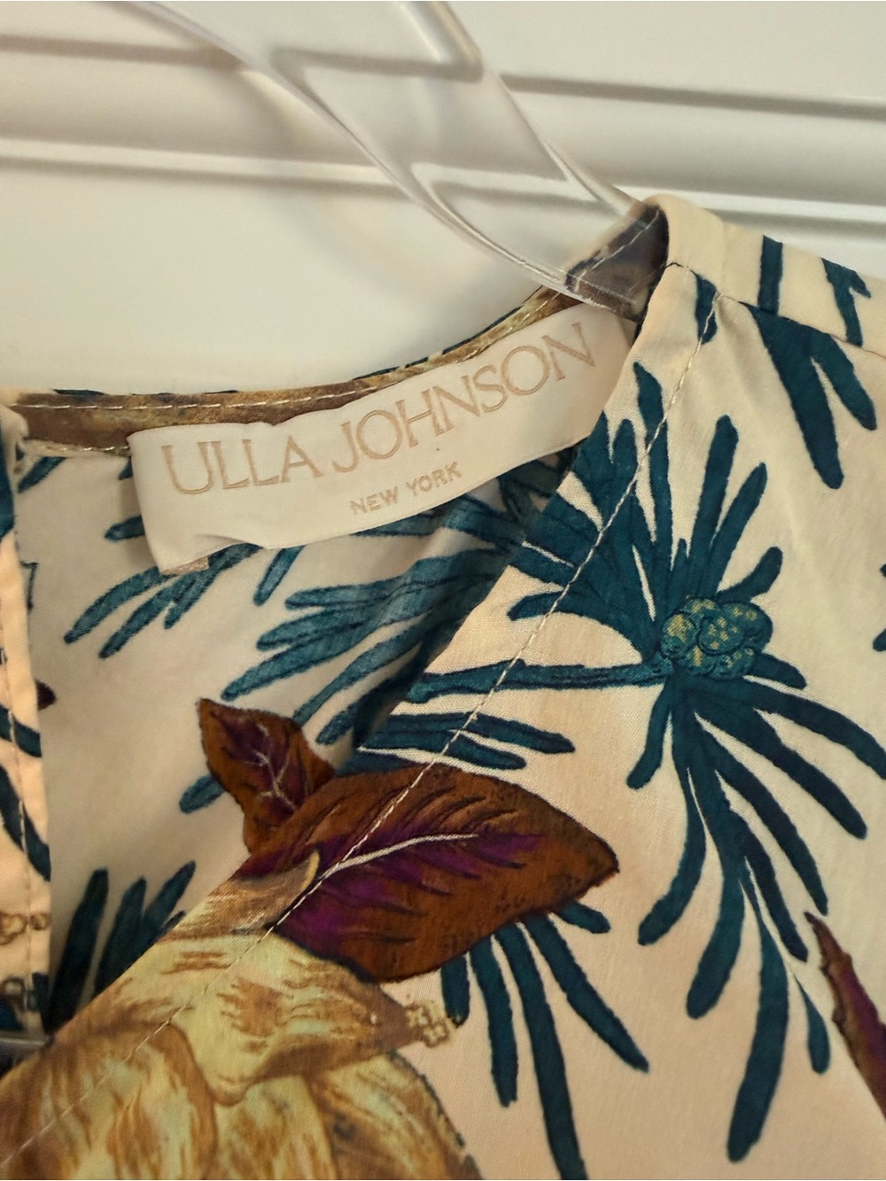 Ulla Johnson Cream Maxi Dress with Green and Pink Botanical Print - Picture 3 of 6